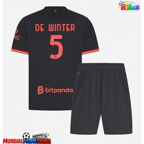 Camiseta AC Milan Koni De Winter #5 Tercera Equipación Replica 2026-27 para niños mangas cortas (+ Pantalones cortos)